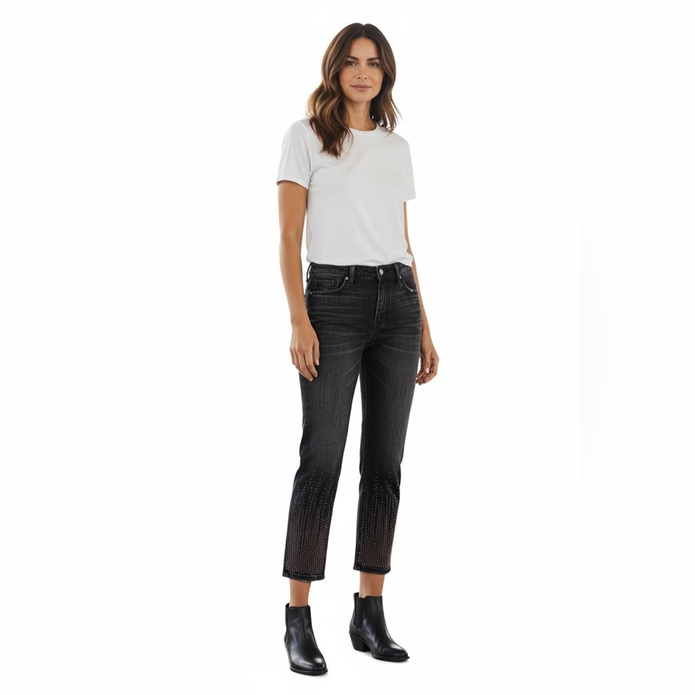Current/Elliot 100 Cotton Belmont Slim Crop Boyfriend Embellished Jeans Size 30
